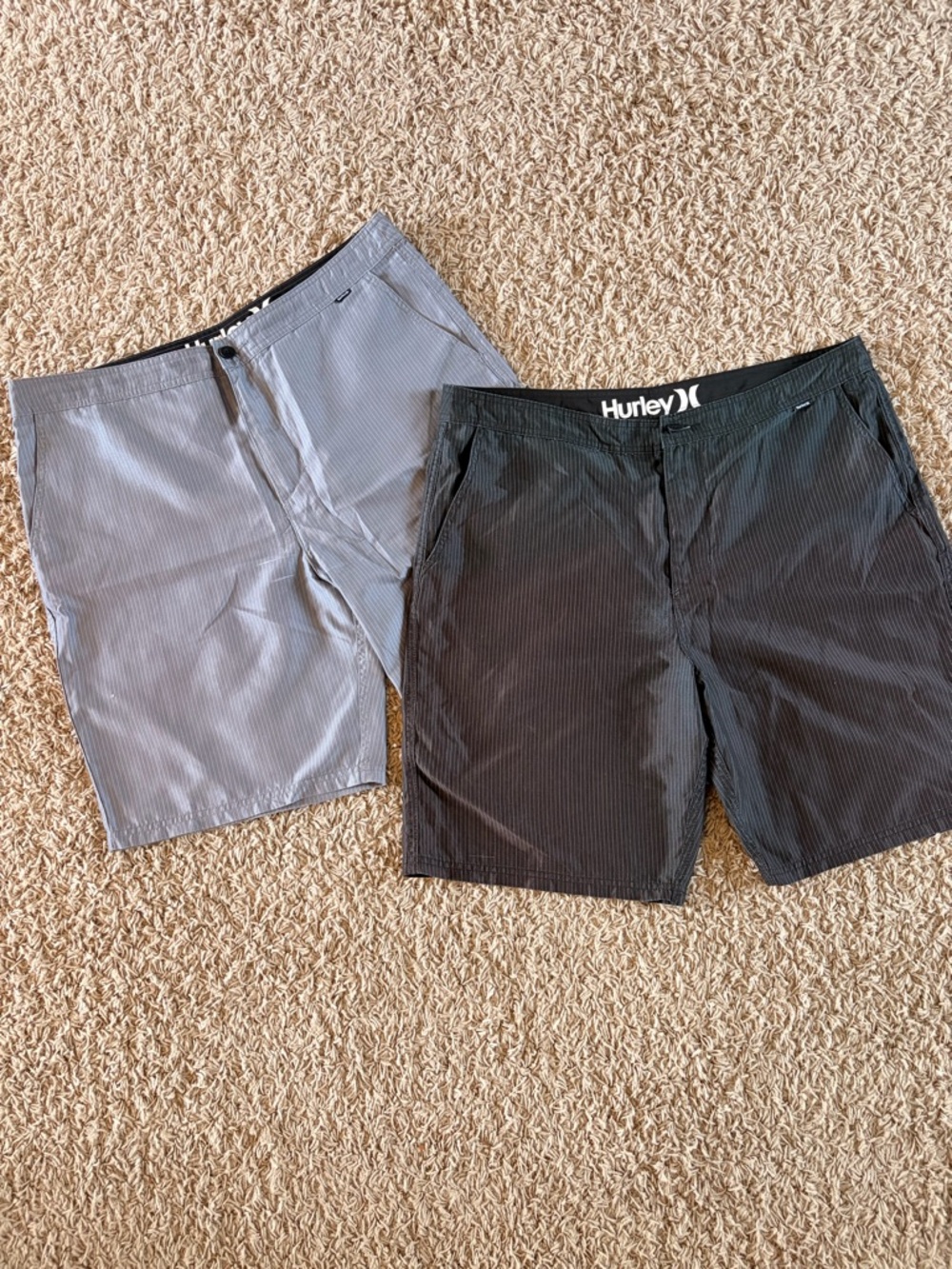 Hurley Black and Light Gray Pinstripe Swim Shorts 2-Pack